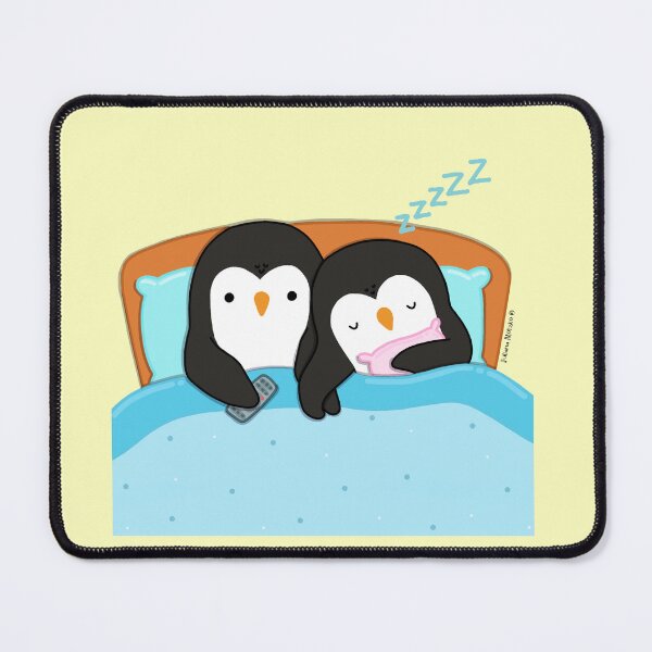 Item preview, Couple of penguins watching tv in the bed before sleeping designed and sold by julianamotzko.