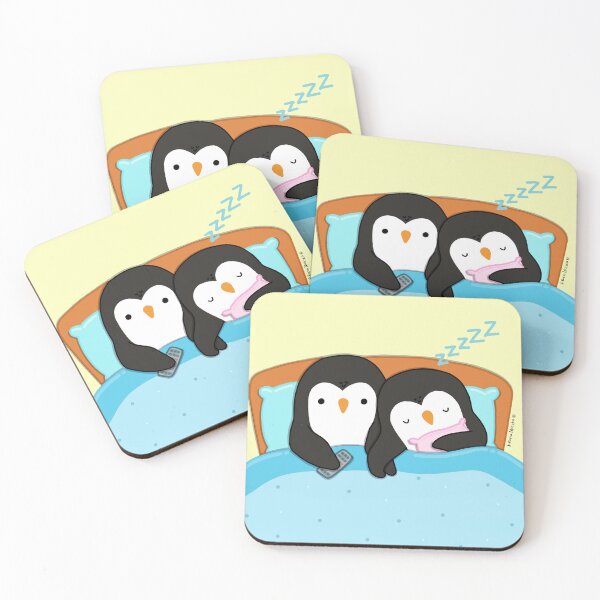 Item preview, Couple of penguins watching tv in the bed before sleeping designed and sold by julianamotzko.