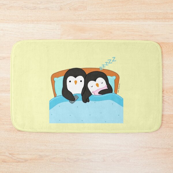 Item preview, Couple of penguins watching tv in the bed before sleeping designed and sold by julianamotzko.