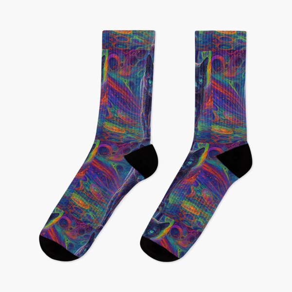 Item preview, Psychedelic Neon Black Cat Walking Through Cosmic space  designed and sold by Dreamy Panda Studio .