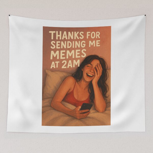 Item preview, Late Night Friendship Greeting with Sleepy Meme Laughter and Gratitude designed and sold by Aryabek.