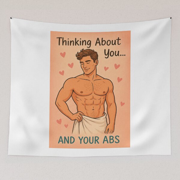 Item preview, Flirty Greeting for Him Featuring Shirtless Man with Abs and Towel designed and sold by Aryabek.