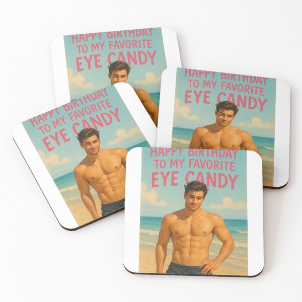 Item preview, Flirty Birthday Greeting with Beachside Heartthrob and Favorite Eye Candy Message designed and sold by Aryabek.