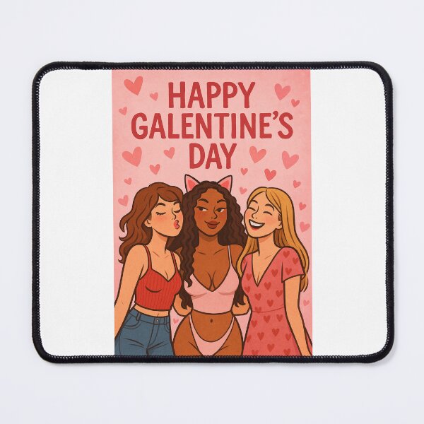 Item preview, Playful Galentine’s Day Greeting with Fun-Loving Trio and Heart Vibes designed and sold by Places On Earth.