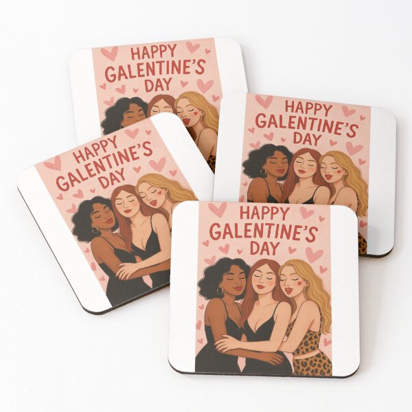 Item preview, Chic Galentine’s Greeting with Close-Knit Trio in Bold Outfits and Loving Embrace designed and sold by Places On Earth.