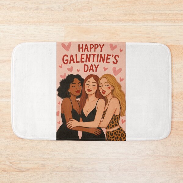 Item preview, Chic Galentine’s Greeting with Close-Knit Trio in Bold Outfits and Loving Embrace designed and sold by Places On Earth.