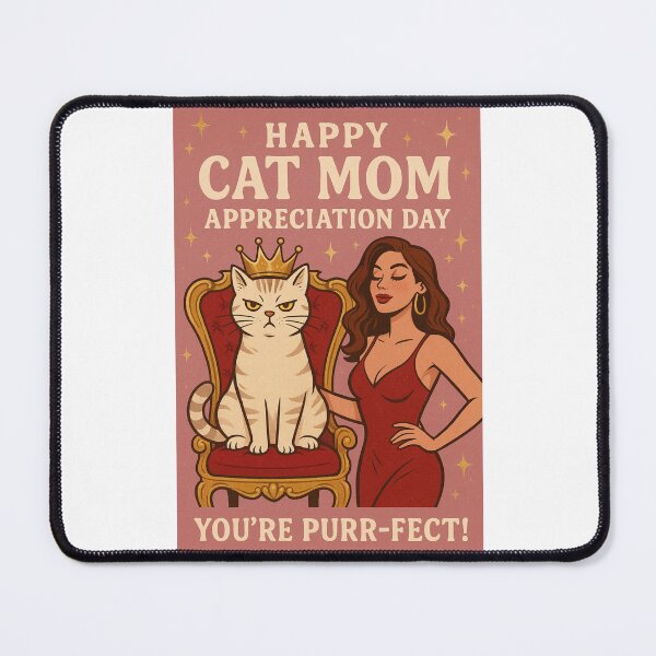 Item preview, Cat Mom Appreciation Day Greeting with Glamorous Woman and Royal White Cat designed and sold by Places On Earth.