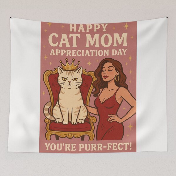 Item preview, Cat Mom Appreciation Day Greeting with Glamorous Woman and Royal White Cat designed and sold by Places On Earth.