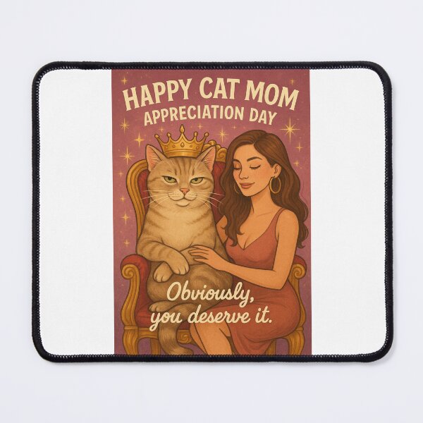 Item preview, Cat Mom Appreciation Day Greeting with Crowned Tabby and Loving Owner designed and sold by Places On Earth.