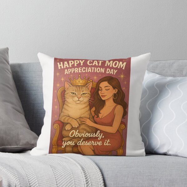 Item preview, Cat Mom Appreciation Day Greeting with Crowned Tabby and Loving Owner designed and sold by Places On Earth.