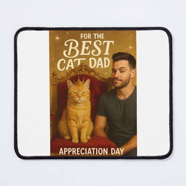 Item preview, Cat Dad Appreciation Day Greeting with Proud Man and Ginger Cat Royalty designed and sold by Places On Earth.
