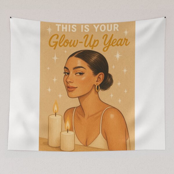 Item preview, Empowering Glow-Up Greeting with Confident Woman and Candlelight Ambience designed and sold by Places On Earth.