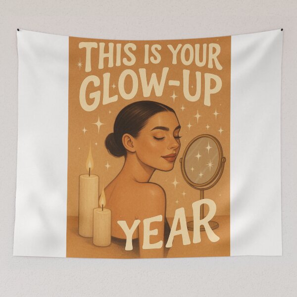 Item preview, Glow-Up Year Greeting with Sparkling Mirror and Confident Woman Energy designed and sold by Places On Earth.