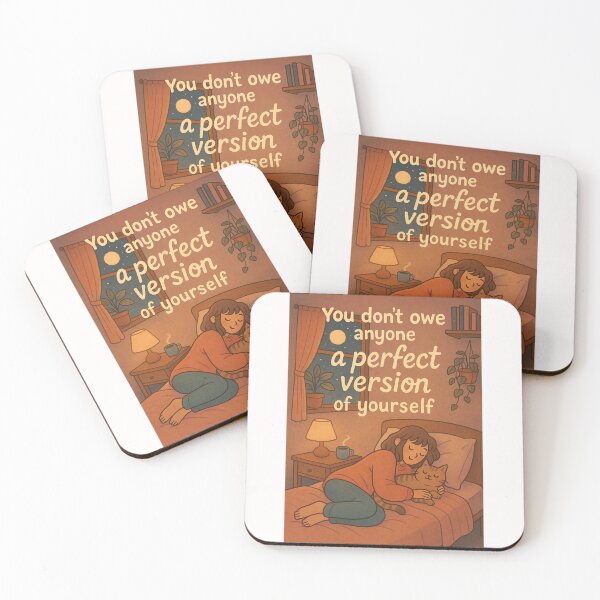 Item preview, Nighttime Affirmation with Woman and Cat in Cozy Bedroom designed and sold by Places On Earth.
