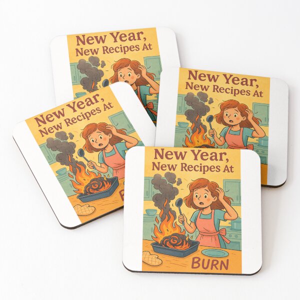 Item preview, Funny New Year Cooking Fail Greeting with Woman and Flaming Oven Dish designed and sold by Places On Earth.