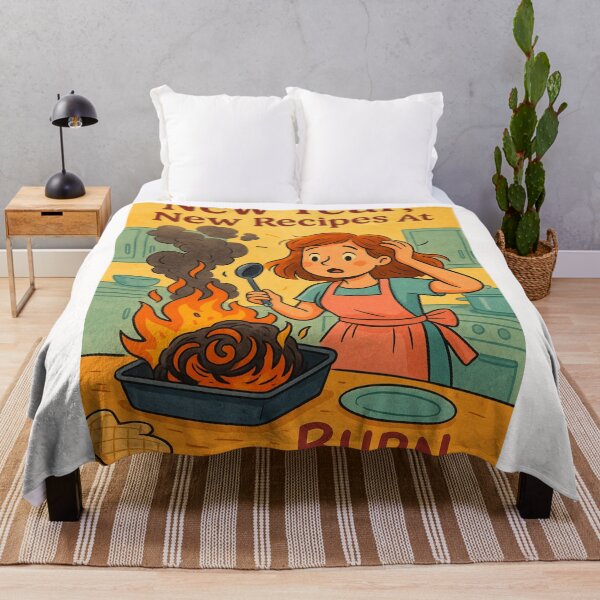 Item preview, Funny New Year Cooking Fail Greeting with Woman and Flaming Oven Dish designed and sold by Places On Earth.