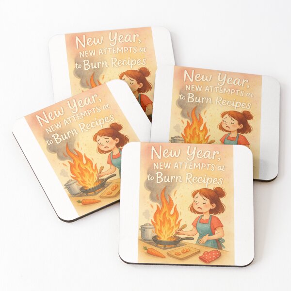 Item preview, Humorous New Year Greeting with Cooking Mishap and Big Flames designed and sold by Places On Earth.