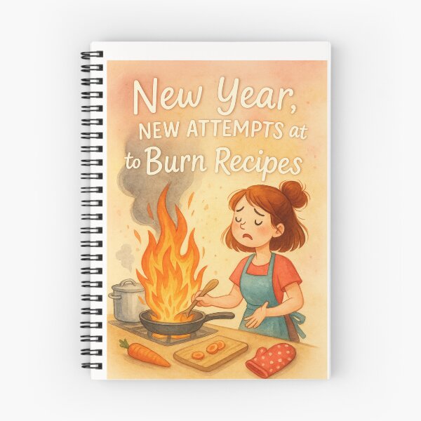 Item preview, Humorous New Year Greeting with Cooking Mishap and Big Flames designed and sold by Places On Earth.
