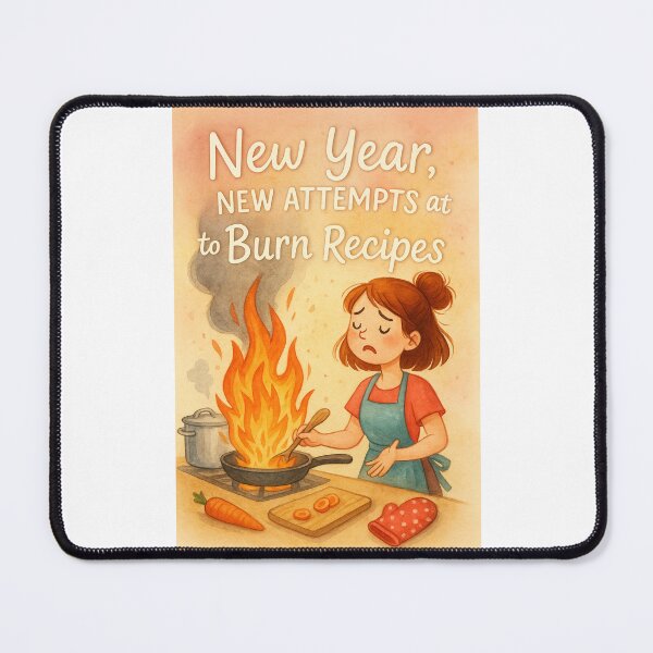 Item preview, Humorous New Year Greeting with Cooking Mishap and Big Flames designed and sold by Places On Earth.