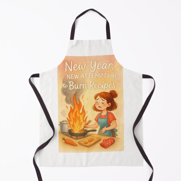 Item preview, Humorous New Year Greeting with Cooking Mishap and Big Flames designed and sold by Places On Earth.