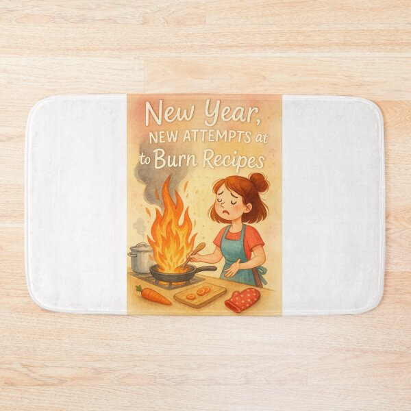 Item preview, Humorous New Year Greeting with Cooking Mishap and Big Flames designed and sold by Places On Earth.