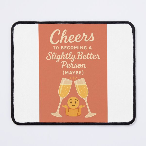 Item preview, Funny New Year Greeting with Champagne Toast and Shrug Emoji designed and sold by Places On Earth.