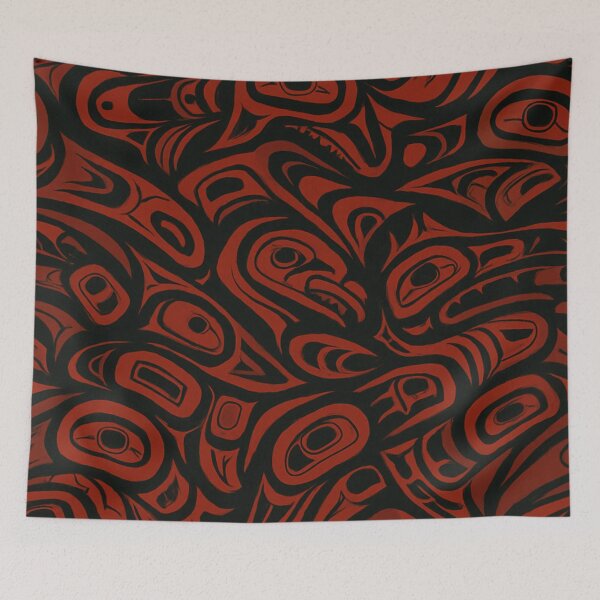 Item preview, Raven Totem Pattern – Tribal Red and Black Spirit Animal Art - Wayne Smallwood Series designed and sold by Alaska Magick.