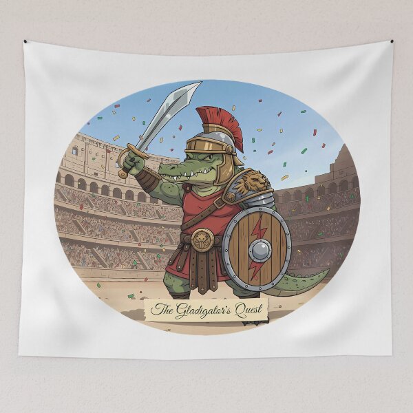Item preview, The Gladigator's Quest | Glorious Adventure Artwork designed and sold by Pets & Memes & Stuff.