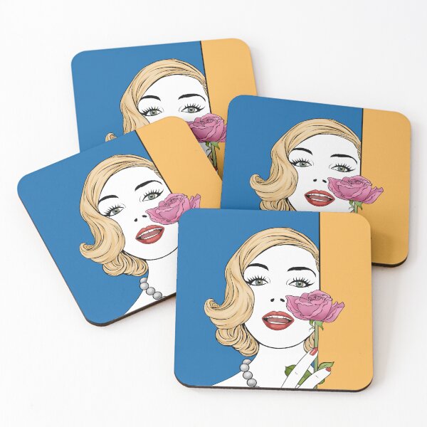 Item preview, A blonde woman with a pink rose. designed and sold by EmilyDouArt.