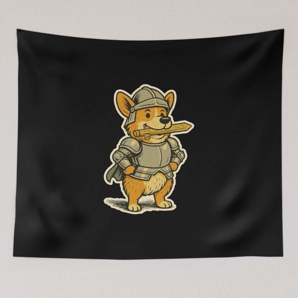 Item preview, Castlecore Pets: Corgi – Training Knight Corgi – Gift for Corgi Lovers • Retro Comics • Vintage Halftone designed and sold by JacobKAurumhead.
