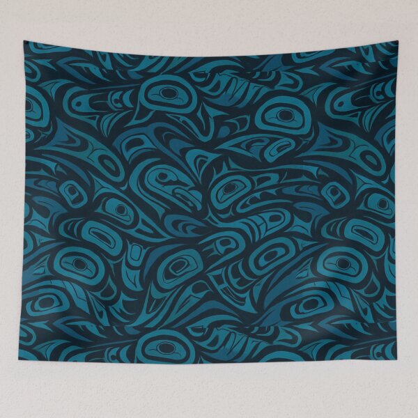 Item preview, Raven Totem Pattern – Teal Tribal Spirit Animal Art designed and sold by Alaska Magick.