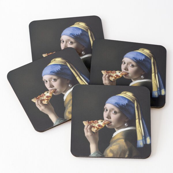 Item preview, Girl with Pearl Earring and a Slice of Pizza designed and sold by thebigleebowski.