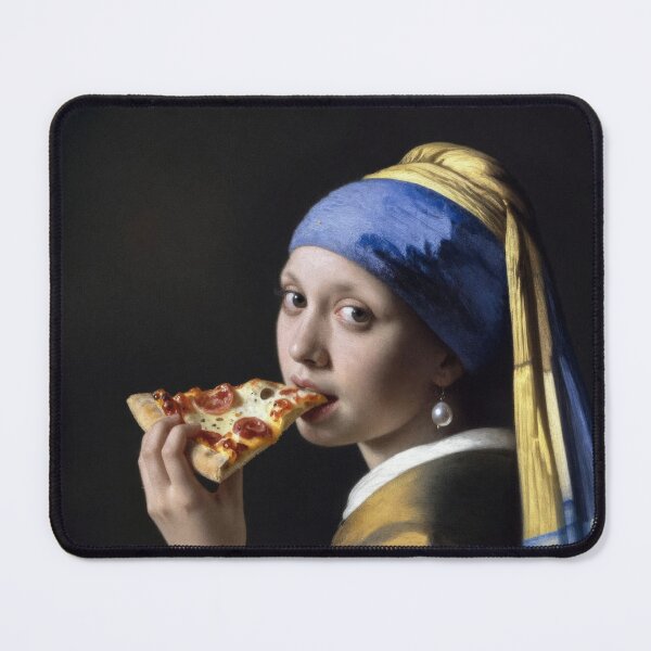 Item preview, Girl with Pearl Earring and a Slice of Pizza designed and sold by thebigleebowski.