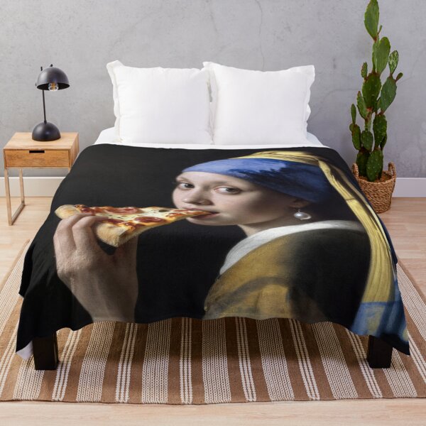 Item preview, Girl with Pearl Earring and a Slice of Pizza designed and sold by thebigleebowski.