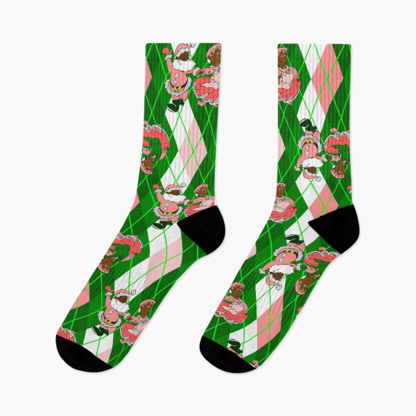Item preview, pink christmas black santa wife plaid  designed and sold by Gossip Rag.