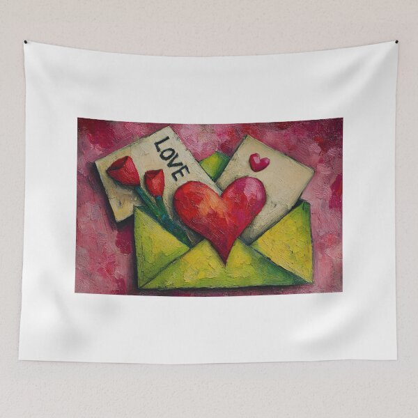 Item preview, A Heart in Envelope Surrounded by Roses: A Vibrant Celebration of Love, Passion and Artistic Romance designed and sold by OlfactoART Studio.