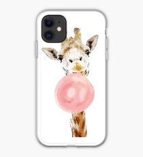 Pink Bubblegum Giraffe iPhone Case