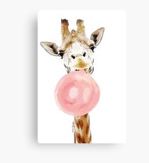 Pink Bubblegum Giraffe Canvas Print