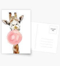 Rosa Bubblegum Giraffe Postkarten