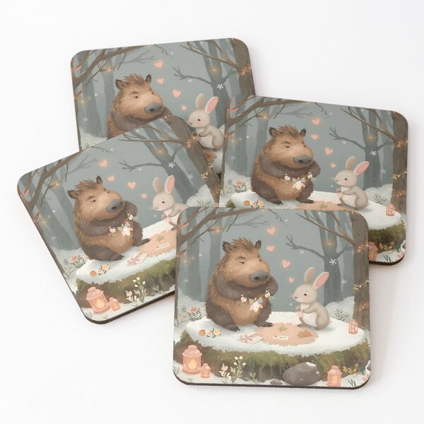 Item preview, Valentine’s Boar & Rabbit Couple • Whimsical Heart Garland Prep Art designed and sold by WildlifeWhimsy.