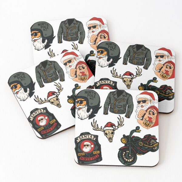Item preview, Biker Santa Tattoo Flash • Retro Christmas Ink Style • Beard Lover & Motorcycle Holiday Art designed and sold by MoeJoedesign .