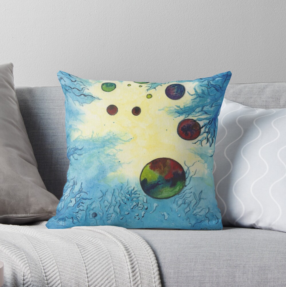 Not named, Cosmos series, watercolor Throw Pillow