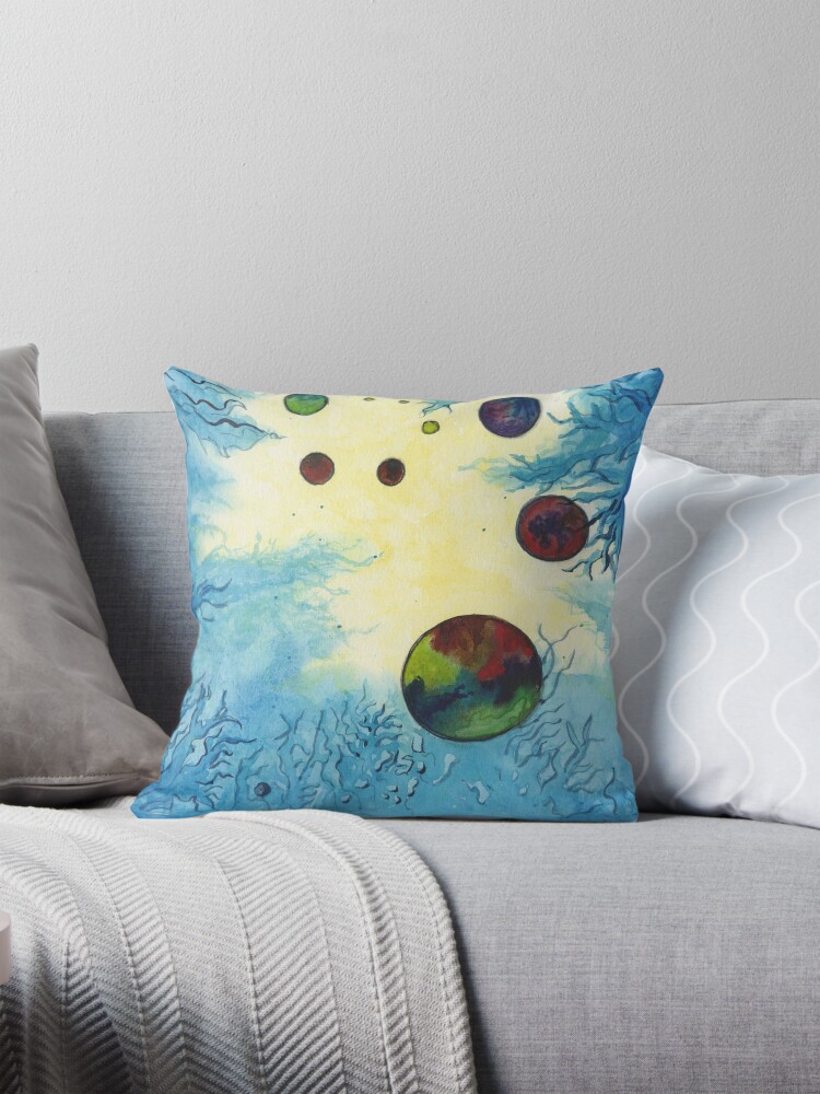 Thumbnail 1 of 4, Pillow, Not named, Cosmos series, watercolor designed and sold by Hueswithheart.