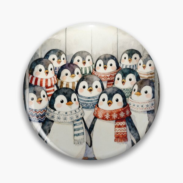 Item preview, Cute Winter Penguins in Elevator | Watercolor Christmas Animal Art designed and sold by Mammoths.