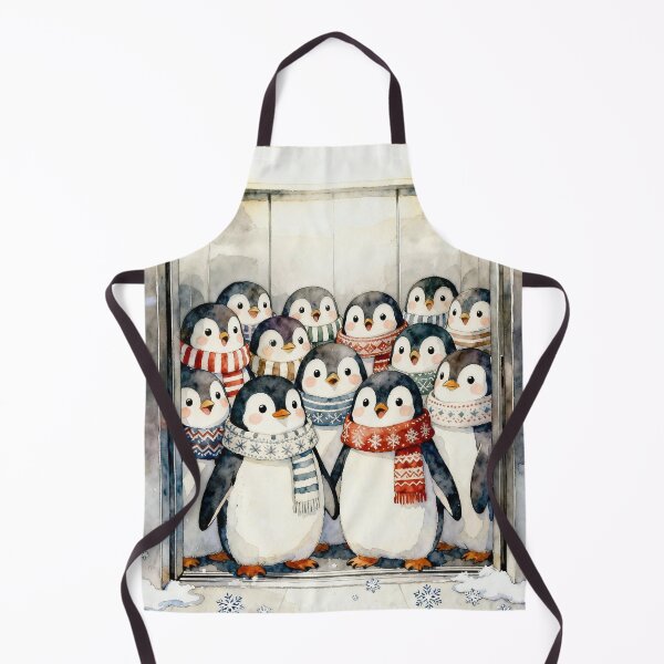 Item preview, Cute Winter Penguins in Elevator | Watercolor Christmas Animal Art designed and sold by Mammoths.