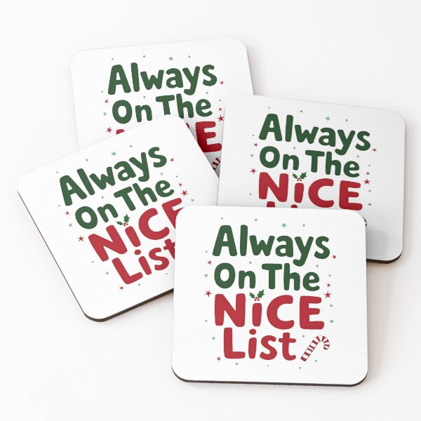 Item preview, Always on the Nice List – Santa Christmas Tee Design designed and sold by Toshany Prints.