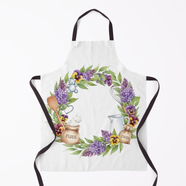 Item preview, Watercolor Baking Wreath: Cottagecore Floral Border with Flour, Cocoa, and Whisk designed and sold by VibranPalette.