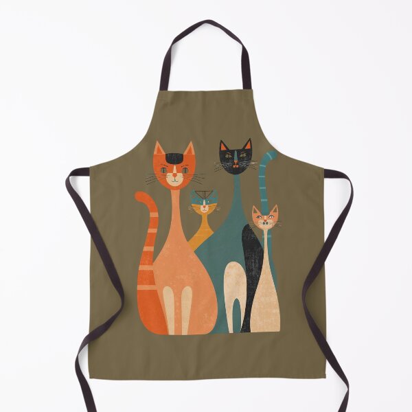 Item preview, Playful Family Of Cats In Bright Retro Portrait With Whiskered Friends And Long Tails designed and sold by Rue Market.