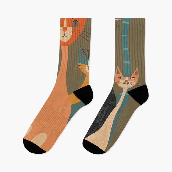 Item preview, Playful Family Of Cats In Bright Retro Portrait With Whiskered Friends And Long Tails designed and sold by Rue Market.