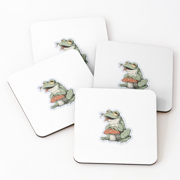 Item preview, "Snack Time" Cute Frog on Mushroom Catching a Fly designed and sold by The Mix Tape.